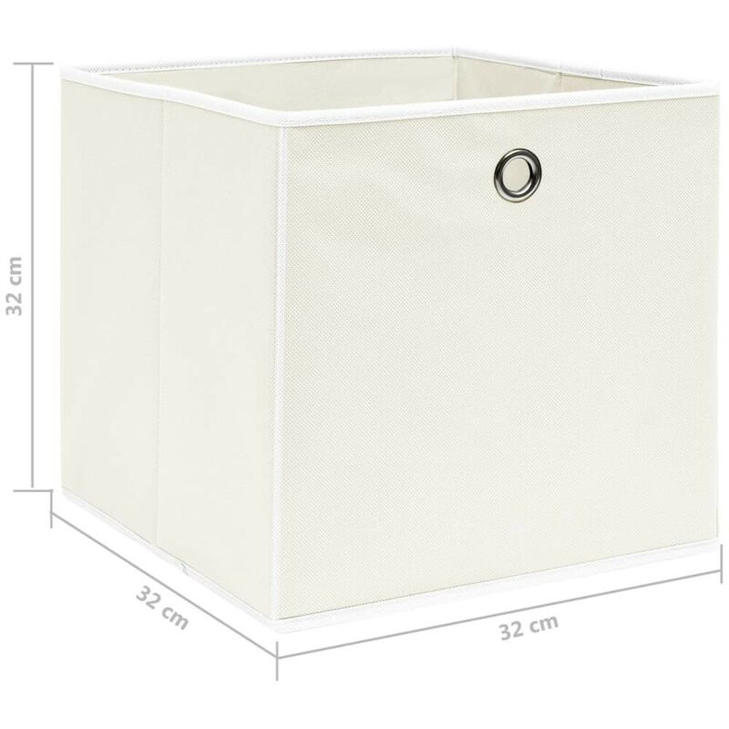 Hommoo Cajas de almacenaje 4 unidades tela blanco 32x32x32 cm