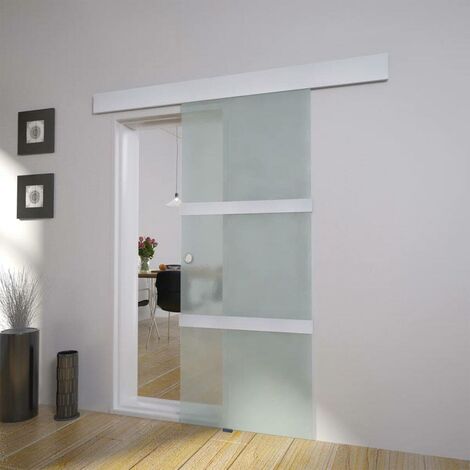 Hommoo Puerta corredera de cristal y aluminio 178 cm plateado