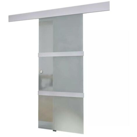 Hommoo Puerta corredera de cristal y aluminio 178 cm plateado