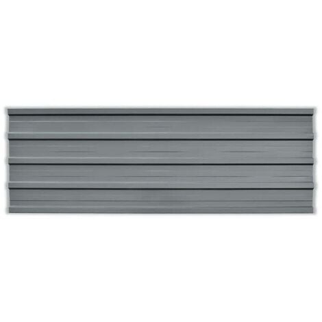 Hommoo Panel para tejado acero galvanizado gris 12 unidades