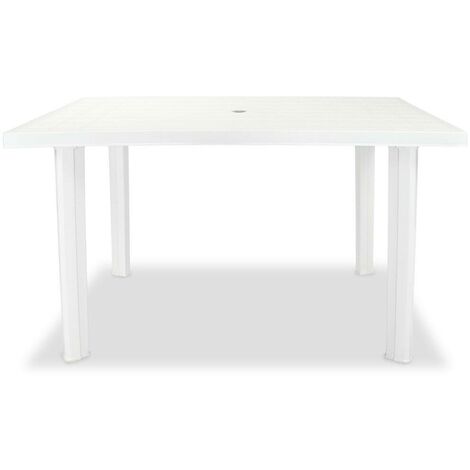 Mesa de jardín de plástico blanca 101x68x72 cm, Mesas de Jardín