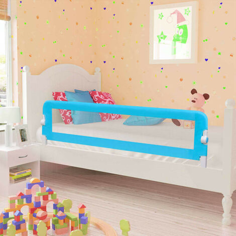 Hommoo Barra de seguridad para cama de niño 2 unidades azul 150x42 cm