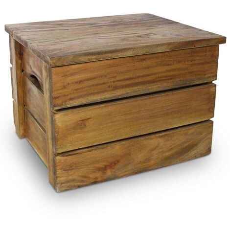 Hommoo Set de 2 cajas de almacenaje de madera maciza reciclada