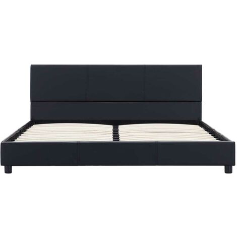 Cama canapé hidráulica de cuero sintético negro 160x200 cm