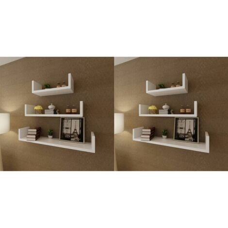 VidaXL Estantes flotantes pared 3 pzas MDF rojo forma U libros/DVD