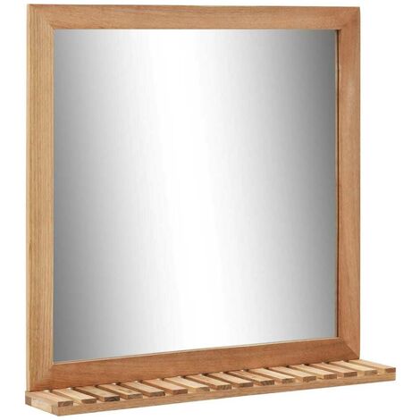 Hommoo Espejo de cuarto de baño madera maciza de nogal 60x12x62 cm