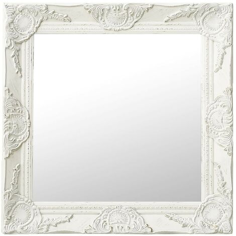 Espejo de pared estilo barroco 100x50 cm blanco