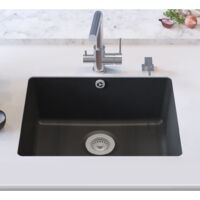 Hommoo Fregadero de cocina de granito con un seno negro