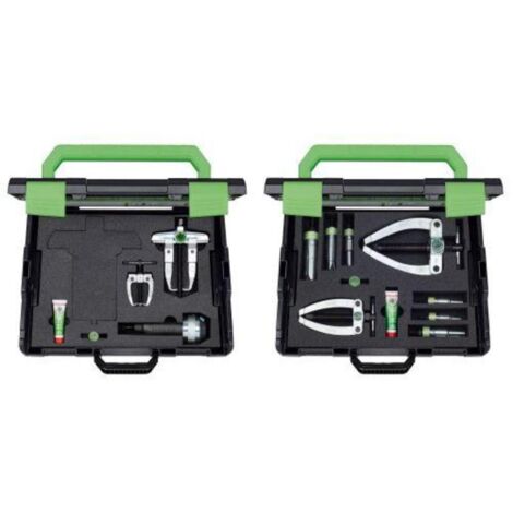 KUKKO JUEGO DE EXTRACTORES DE RODAMIENTOS EXTERIORES E INTERIORES COMPOSICION 6 Extractores interiores (12-46mm) 2contraapoyos 1mandril de extracción 1 extractor bornes bateria 1 extractor de dos br (1/3)