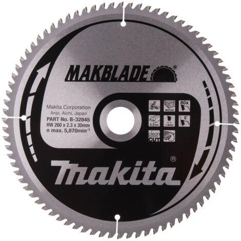 Makita B-32845 Hoja de Sierra Circular TCT 260x30mm 80T Madera