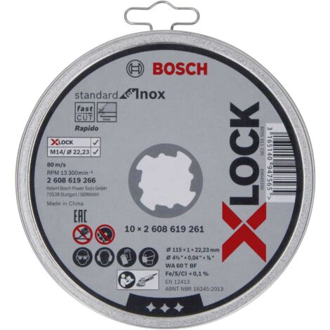 BOSCH X-LOCK LATA 10 DISCOS STANDARD FOR INOX 115X1MM CORTE RECTO (1/4)