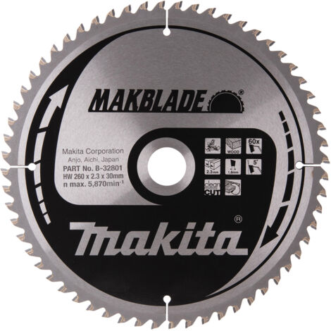 Makita B-32801 Hoja de Sierra Circular TCT 260x30mm 60T Madera