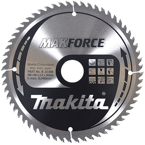 Makita B-32390 Hoja de Sierra Circular Makforce TCT 190x30mm 60T Madera