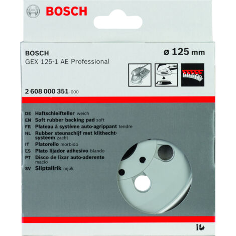 BOSCH PLATO DE LIJA DE 125 MM CON 8 AGUJEROS PARA LIJADORAS EXCENTRICAS VERSION BLANDO