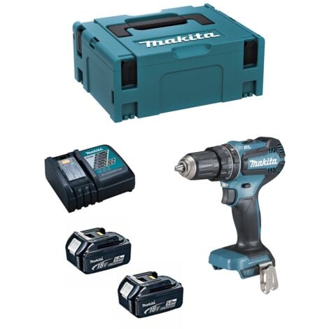 MAKITA DHP485 TALADRO PERCUTOR BL 50NM A BATERÍA 18V LXT EQUIPAMIENTO 2 baterías de 5.0Ah  y máquina en maletín