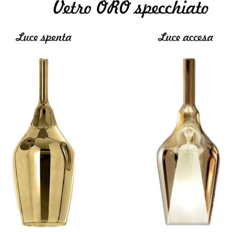 Gea luce lustre moderne ofelia mini s12 g9 led suspension en verre métal, verre oro specchiato (1/5)