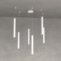 Lustre top light round tube 1174 s6 gu10 led cylindre métal classique moderne, finition métal blanc