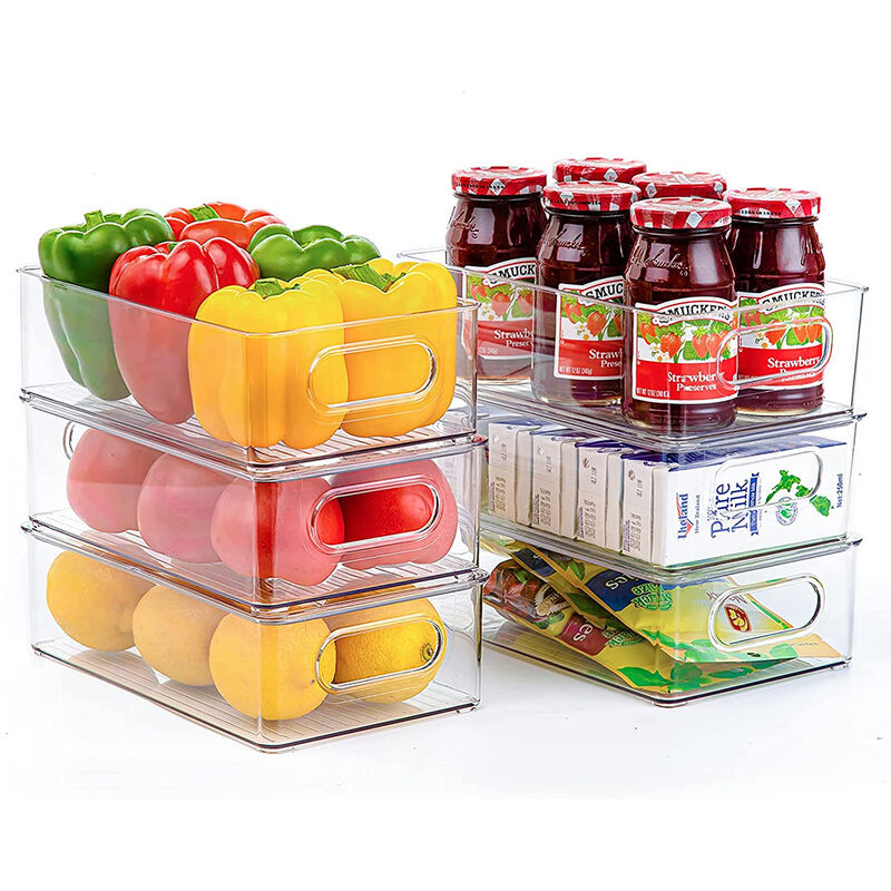Boîte De Rangement Pour Frigo 4 Compartiments Avec Couvercles Et Clips Bleus - Qivine