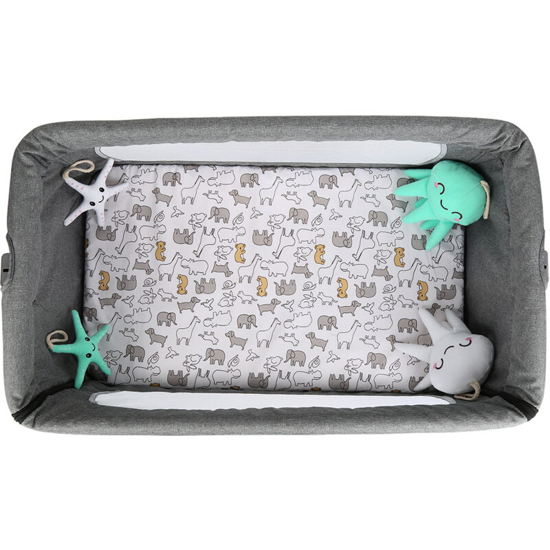 OHMG 3 en 1 Lit Cododo Bébé avec Matelas & 6 Hauteur Réglable,Berceau évolutif,Lit Bébé Evolutif avec Inclinaison & 2 Sangles, Roues avec Frein, Sac de Transport, Charge 9kg (Blanc cassé