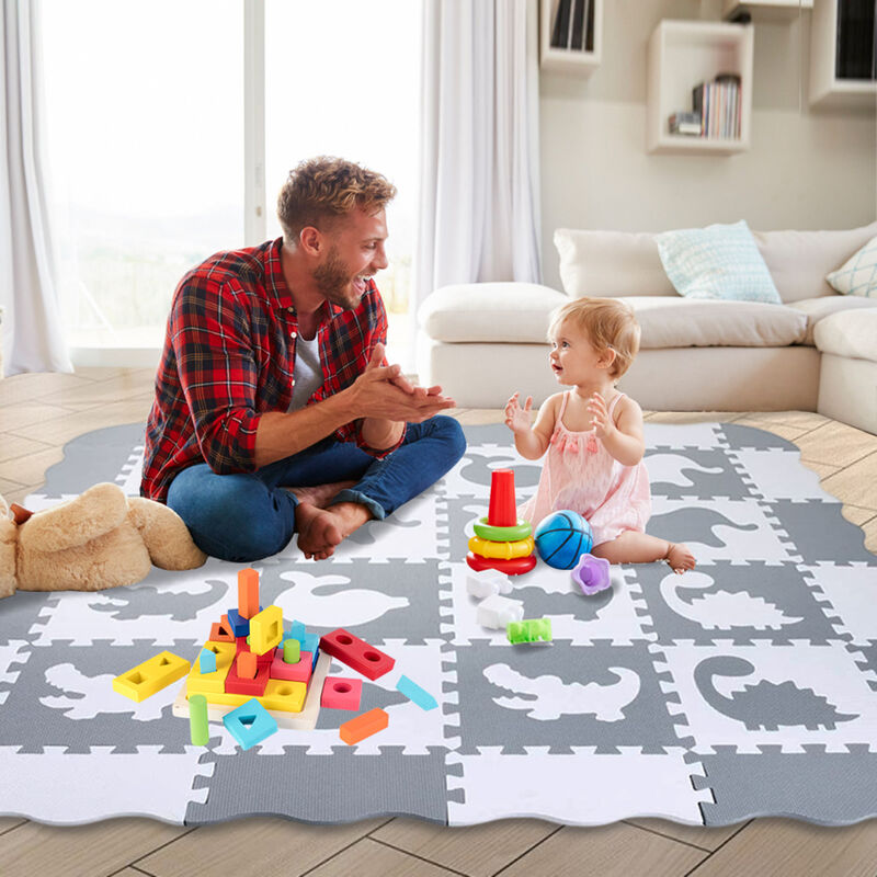 18 Pièces Puzzle Tapis Mousse Bebe Eva Bébé Tapis De Jeu,30X30X1,2 Cm