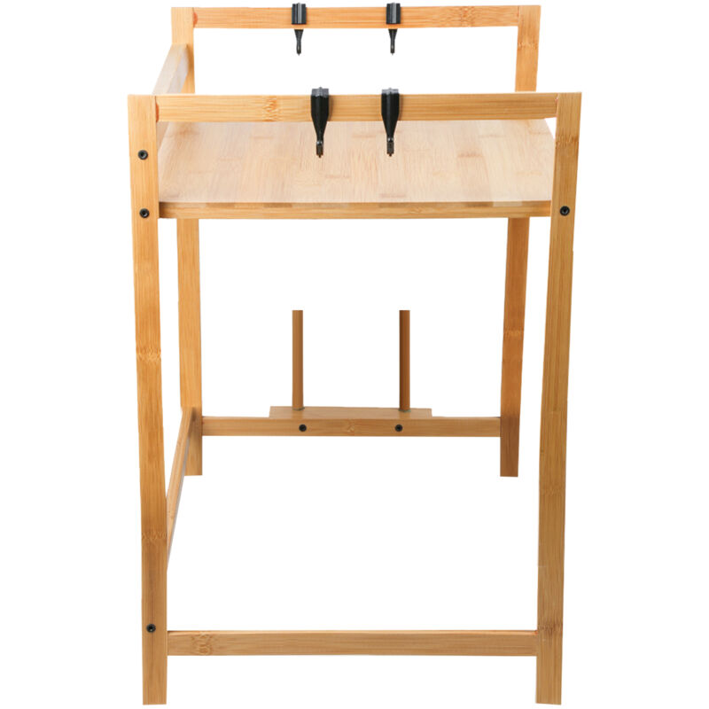 OHMG Micro-Ondes Rack, 2 Couches Support de Four à Micro-Ondes en Bambou, Étagères de Cuisine Ajustable Etagere Rangement,Étagères Verticales de Cuisine avec 4 Crochets (Nanzhou(52 * 30 * 35cm