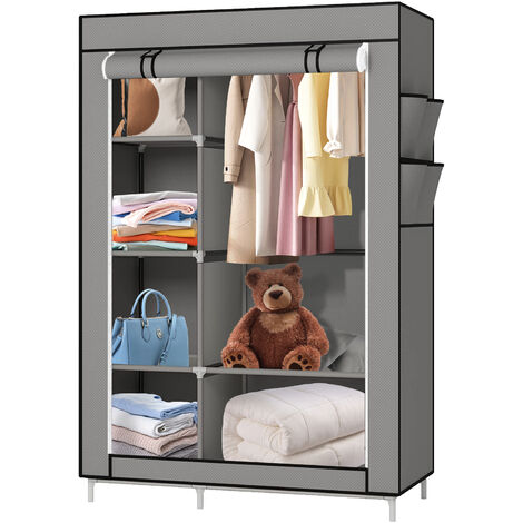 Armoire, Armoire Pliante,Toile Armoire,Armoire Chambre avec Tringles à Vêtements, pour Dressing, Chambre, 10545170 cm,gris (1/5)