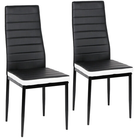 Chaise Lot de 2, Chaise de Salle Manger,Chaises de cuisine tapissées,noir + blanc (1/5)
