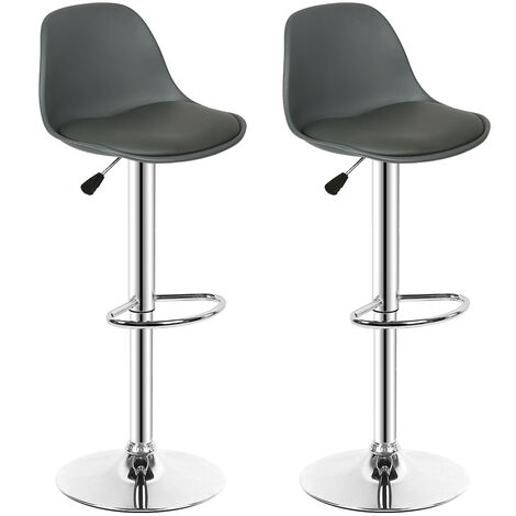 Tabouret de Bar Lot de 2，en Cuir PU，Reglable en Hauteur et Pivotant，Design Moderne-gris foncé (1/5)