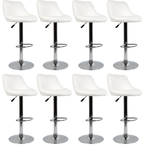 Lot de 8 Tabourets de Bar ,Tabouret de bistrot en Similicuir,tabourets de comptoir réglable en Hauteur et pivotante -( Blanc) (1/5)