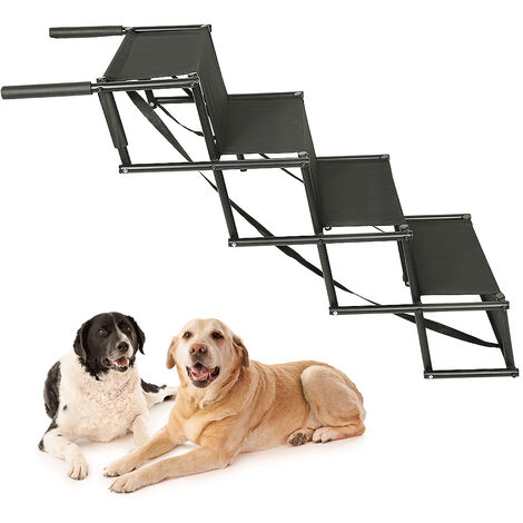 Rampe légère pour chiens avec cadre métallique pliable et fond antidérapant pour les escaliers pour animaux dans les voitures les SUV et les lits surélevés Noir (1/5)