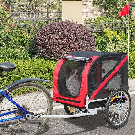 Remorque de vélo pour animaux de compagnie remorque de vélo pour chien pliable facile à assembler rouge + noir (1/5)