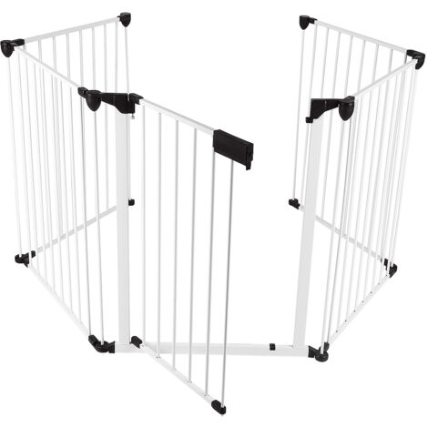Barrière de sécurité enfant bébé animaux - 310×2.5×75cmcm 5 panneaux Blanc (1/5)