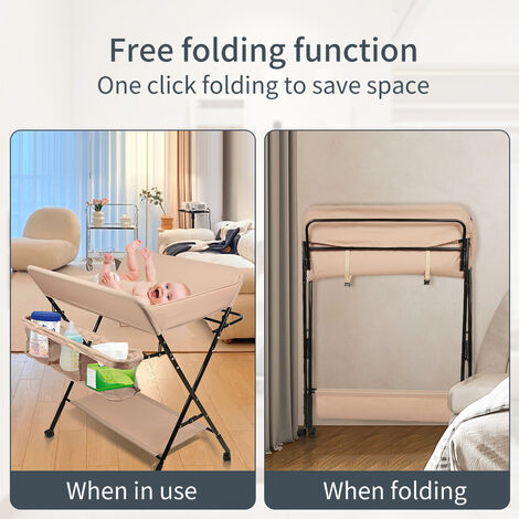 EINFEBEN Table à Langer Pliable Pour Bébé, Étagère à Langer Combinaison à Langer Réglable En