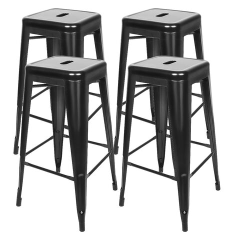 Lot de 4 tabourets de Bar Industriel  métal Noir (1/5)