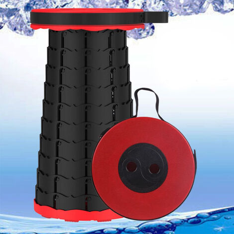 26×26×6.5-45cm pour le camping et la pêche Tabouret pliable pratique (rouge) (1/5)