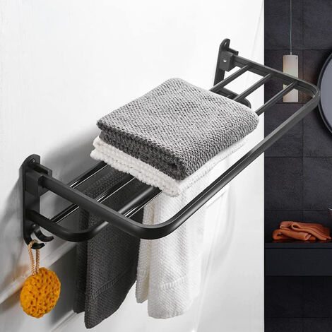 60×21×17CM Porte-serviettes simple en aluminium espace aluminium mat noir