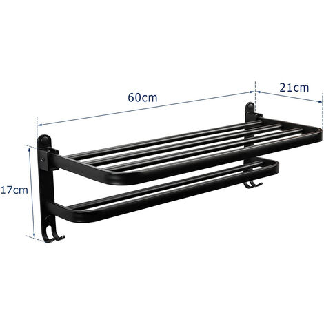 60×21×17CM Porte-serviettes simple en aluminium espace aluminium mat noir
