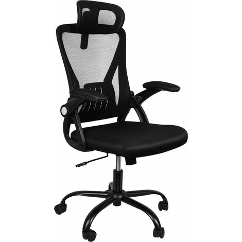 Chaise de Bureau Fauteuil de Bureau ergonomique avec support lombaire & accoudoirs & Appuie-tête réglables Fauteuil d'ordinateur pivotant à haut dossier（Noir） (1/5)