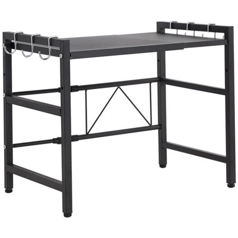 Etagere Micro-Ondes Extensible Organisateur Cuisine Étagère Rangement 36.5×45×40-64cm Noir