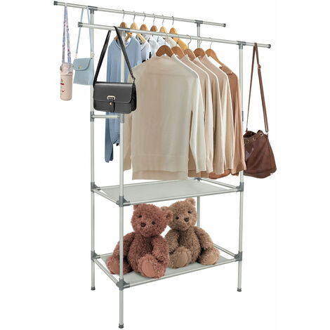 Portant à Vêtements Enfant Avec étagères – MDF 114x77x30 Cm, Rose Et Blanc – Rangement Organisé Pour Chambre