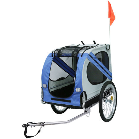 Remorque de vélo pour animaux de compagnie remorque de vélo pour chien pliable facile à assembler bleu + gris