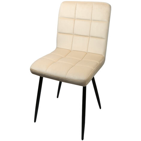 Chaise de salle à manger carrée à neuf compartiments avec pieds en fer velouté Lot de deux Beige (1/5)