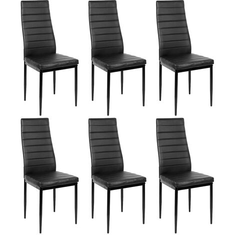 Lot de 6 chaises de salle à manger en simili Noir (1/5)