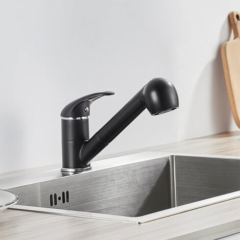 Robinet de Cuisine Robinet extensible noir cuisine eau froide et chaleur disponibles (1/5)