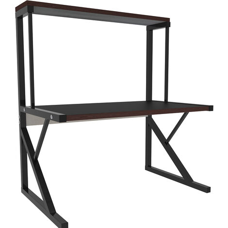 Yongqing – Support de four à micro-ondes 2 couches – Étagère de rangement en tuyau galvanisé – Dimensions 65x54x30cm – Noir
