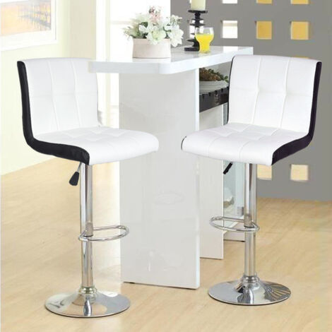 Lot de 6 tabourets de bar chaises de bar maison réglable de hauteur pour Bar Comptoir ou Cuisine- blanc noir