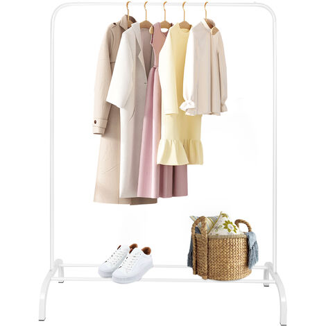 Portant à vêtements Penderie à vêtement avec porte-chaussures 110x40x150cm Blanc