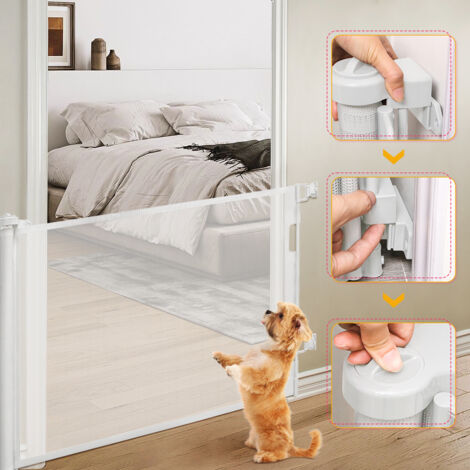 Barrière De Sécurité Rétractable Pour Bébés Et Chiens - 130/110 X 78 Cm - Installation Sans Perçage, Pour Escaliers Et Portes - 8