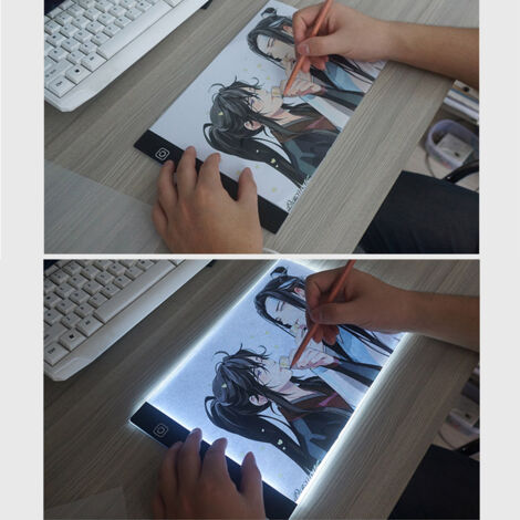 Tablette Lumineuse A4,UltraMince Portable Lumineuse Dessin LED Avec 3 Luminosité Réglable Table