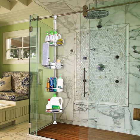 Étagère de douche télescopique re Murale pour Salle de Bain Acier Inox.